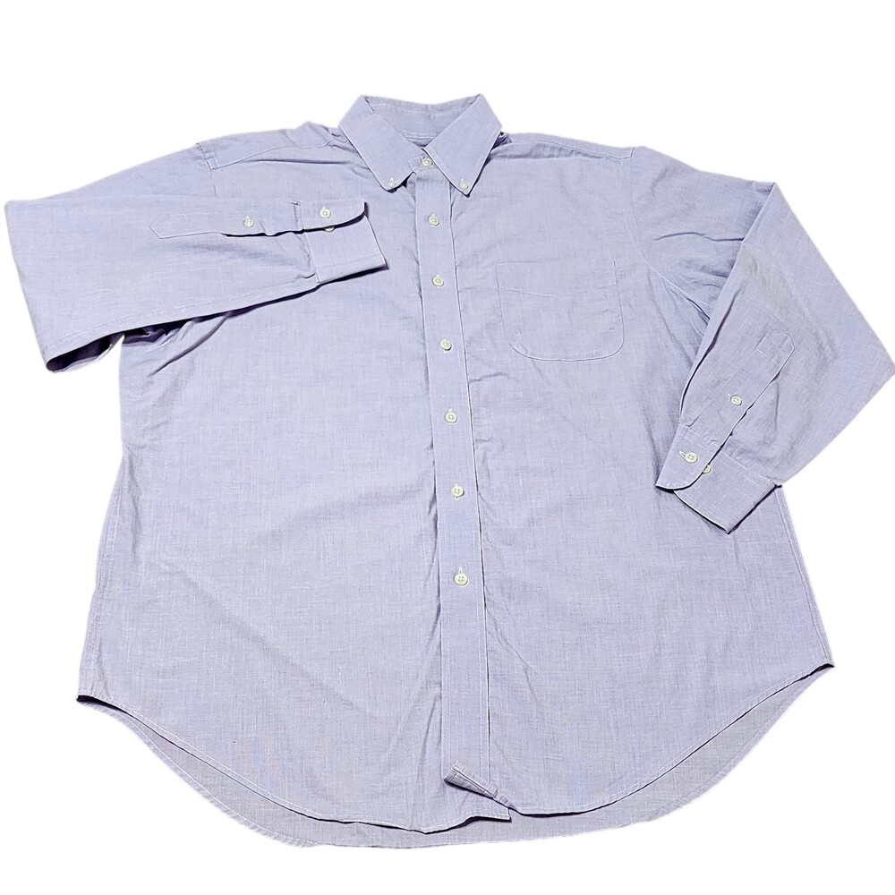 Lands' End Shirt Mens 2XL Purple Solid Button Down Dress Business Long Sleeve